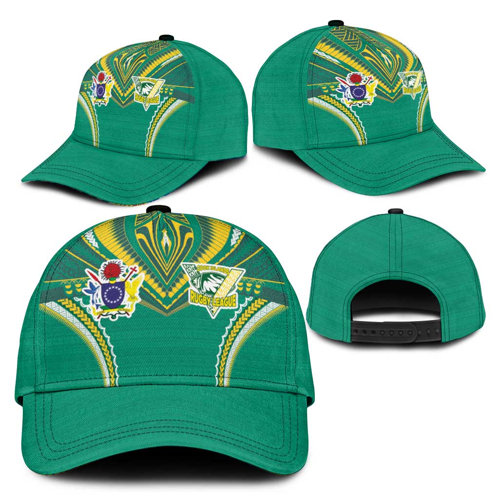 Cook Islands Rugby Classic Cap Tatau Art Sport Style Green Color LT03 - Polynesian Pride