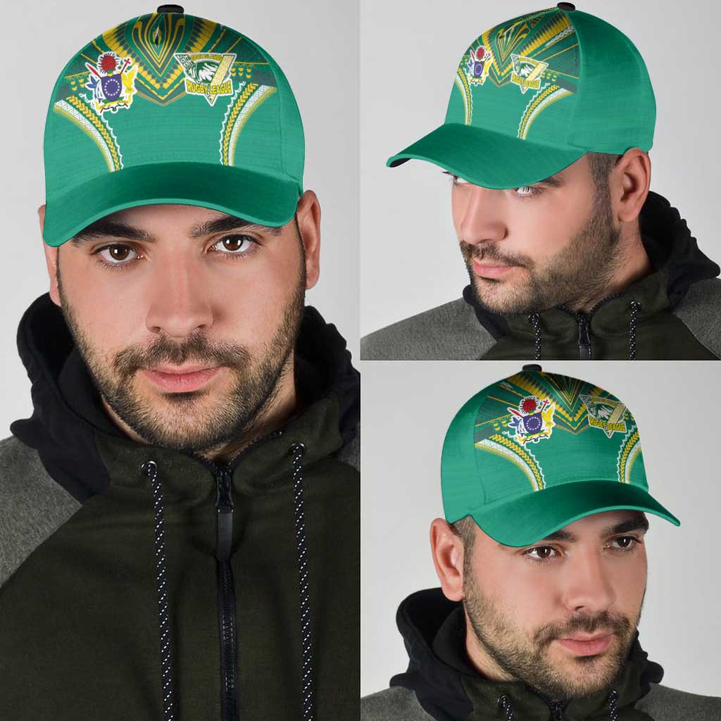 Cook Islands Rugby Classic Cap Tatau Art Sport Style Green Color LT03 - Polynesian Pride