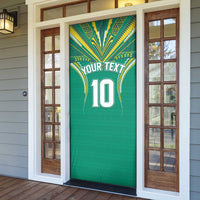 Custom Cook Islands Rugby Door Cover Tatau Art Sport Style Green Color LT03 - Polynesian Pride