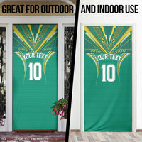 Custom Cook Islands Rugby Door Cover Tatau Art Sport Style Green Color LT03 - Polynesian Pride
