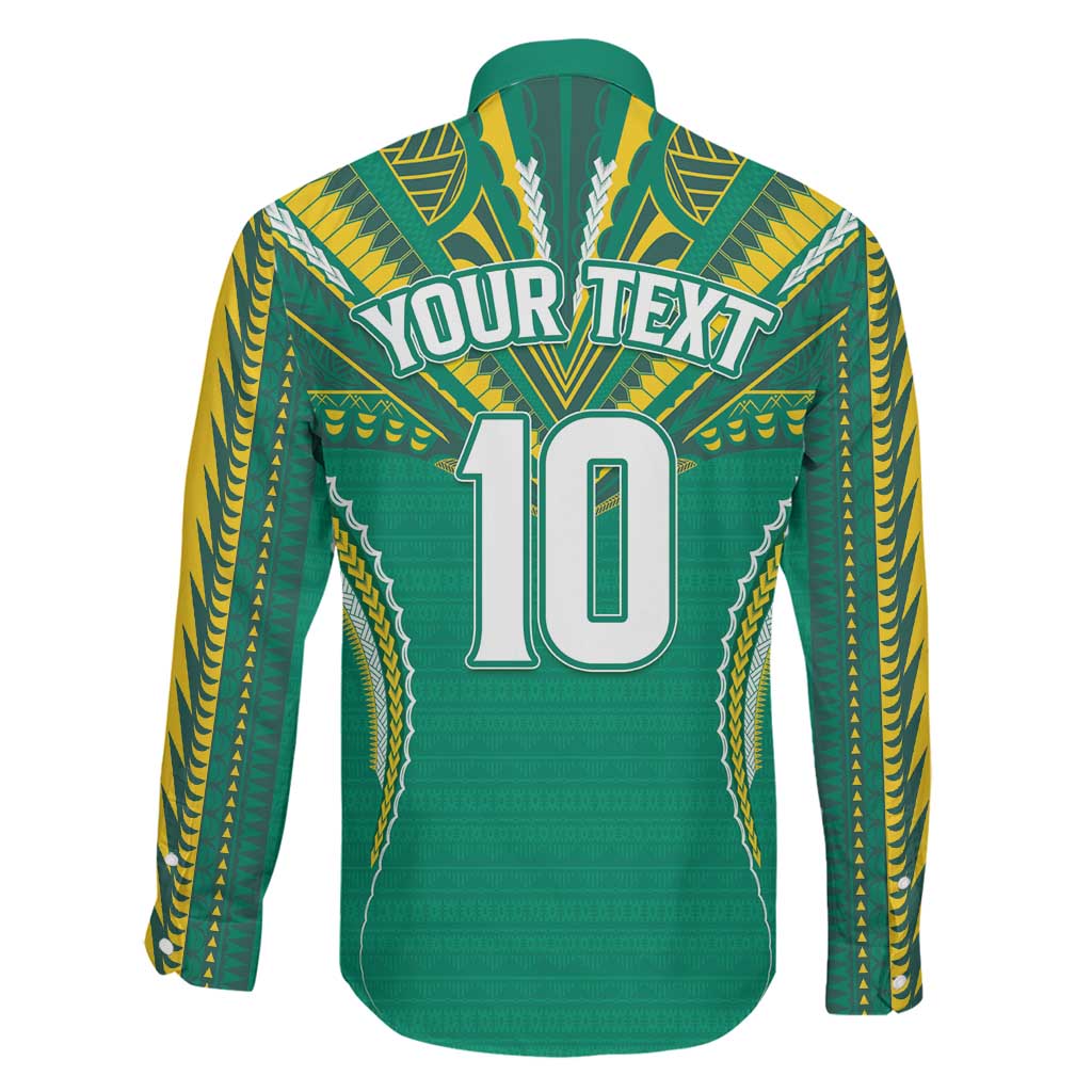 Custom Cook Islands Rugby Family Matching Off Shoulder Maxi Dress and Hawaiian Shirt Tatau Art Sport Style Green Color LT03 - Polynesian Pride