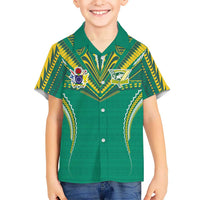 Custom Cook Islands Rugby Family Matching Puletasi and Hawaiian Shirt Tatau Art Sport Style Green Color LT03 Son's Shirt Green - Polynesian Pride