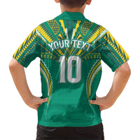 Custom Cook Islands Rugby Family Matching Summer Maxi Dress and Hawaiian Shirt Tatau Art Sport Style Green Color LT03 - Polynesian Pride