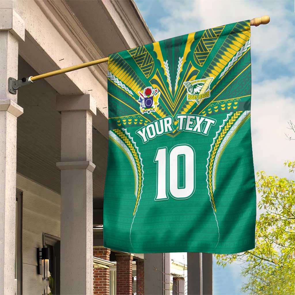 Custom Cook Islands Rugby Garden Flag Tatau Art Sport Style Green Color LT03 House Flag Green - Polynesian Pride