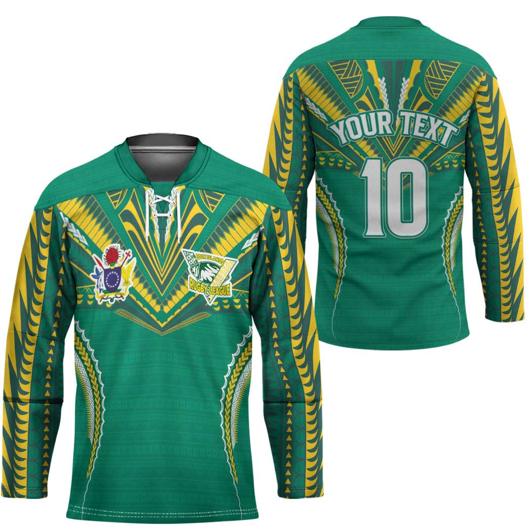 Custom Cook Islands Rugby Hockey Jersey Tatau Art Sport Style Green Color LT03 - Polynesian Pride