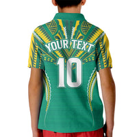 Custom Cook Islands Rugby Kid Polo Shirt Tatau Art Sport Style Green Color LT03 - Polynesian Pride