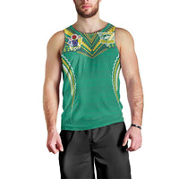Custom Cook Islands Rugby Men Tank Top Tatau Art Sport Style Green Color LT03 - Polynesian Pride