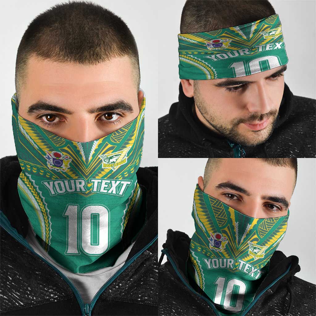 Custom Cook Islands Rugby Neck Gaiter Tatau Art Sport Style Green Color