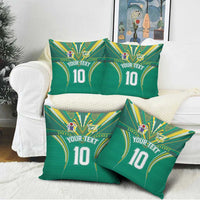 Custom Cook Islands Rugby Pillow Cover Tatau Art Sport Style Green Color LT03 - Polynesian Pride