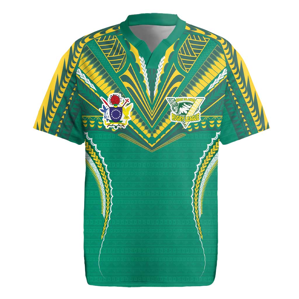 Custom Cook Islands Rugby Rugby Jersey Tatau Art Sport Style Green Color LT03 Green - Polynesian Pride