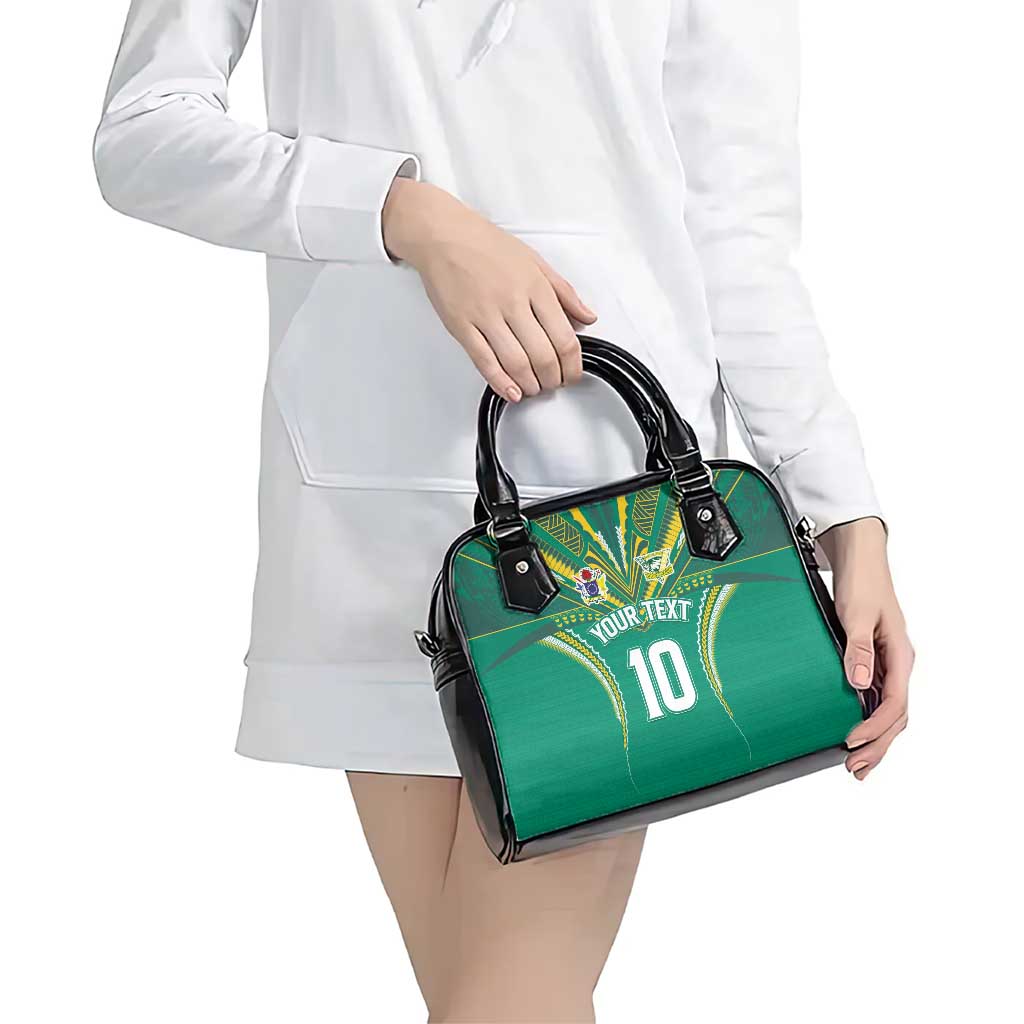 Custom Cook Islands Rugby Shoulder Handbag Tatau Art Sport Style Green Color