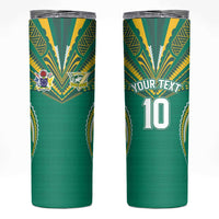 Custom Cook Islands Rugby Skinny Tumbler Tatau Art Sport Style Green Color
