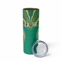 Custom Cook Islands Rugby Skinny Tumbler Tatau Art Sport Style Green Color
