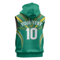 Custom Cook Islands Rugby Sleeveless Hoodie Tatau Art Sport Style Green Color LT03 - Polynesian Pride