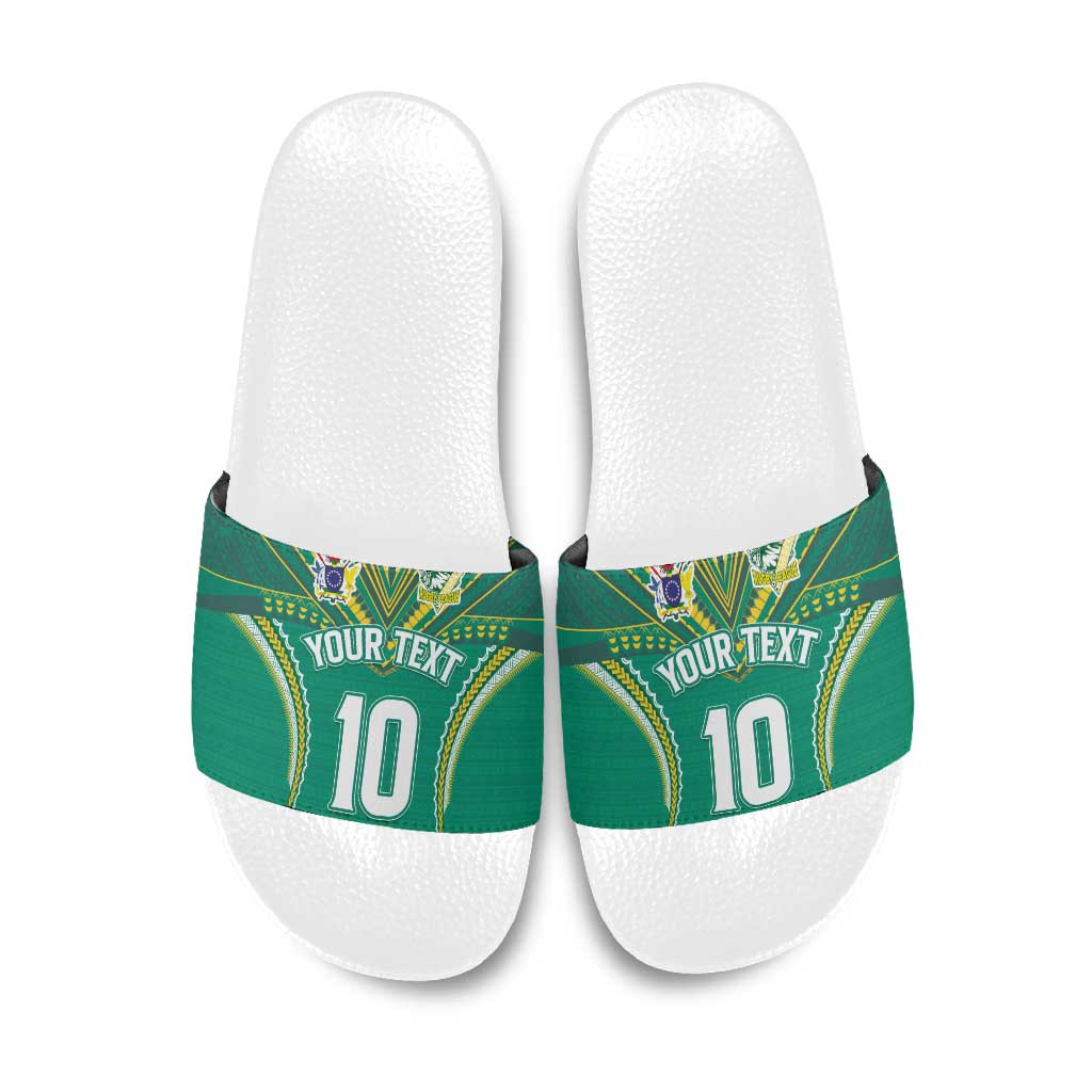 Custom Cook Islands Rugby Slide Sandals Tatau Art Sport Style Green Color