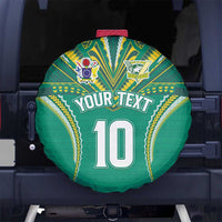 Custom Cook Islands Rugby Spare Tire Cover Tatau Art Sport Style Green Color LT03 No hole Green - Polynesian Pride