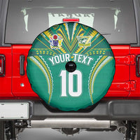 Custom Cook Islands Rugby Spare Tire Cover Tatau Art Sport Style Green Color LT03 - Polynesian Pride
