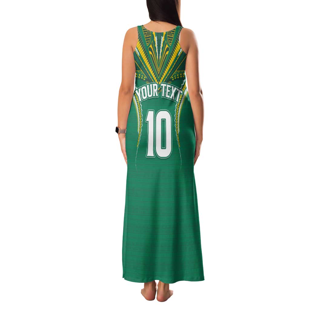 Custom Cook Islands Rugby Tank Maxi Dress Tatau Art Sport Style Green Color LT03 - Polynesian Pride