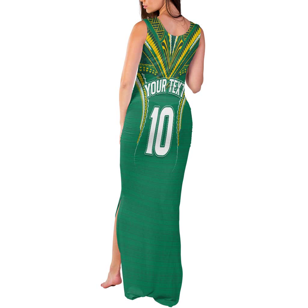 Custom Cook Islands Rugby Tank Maxi Dress Tatau Art Sport Style Green Color LT03 - Polynesian Pride