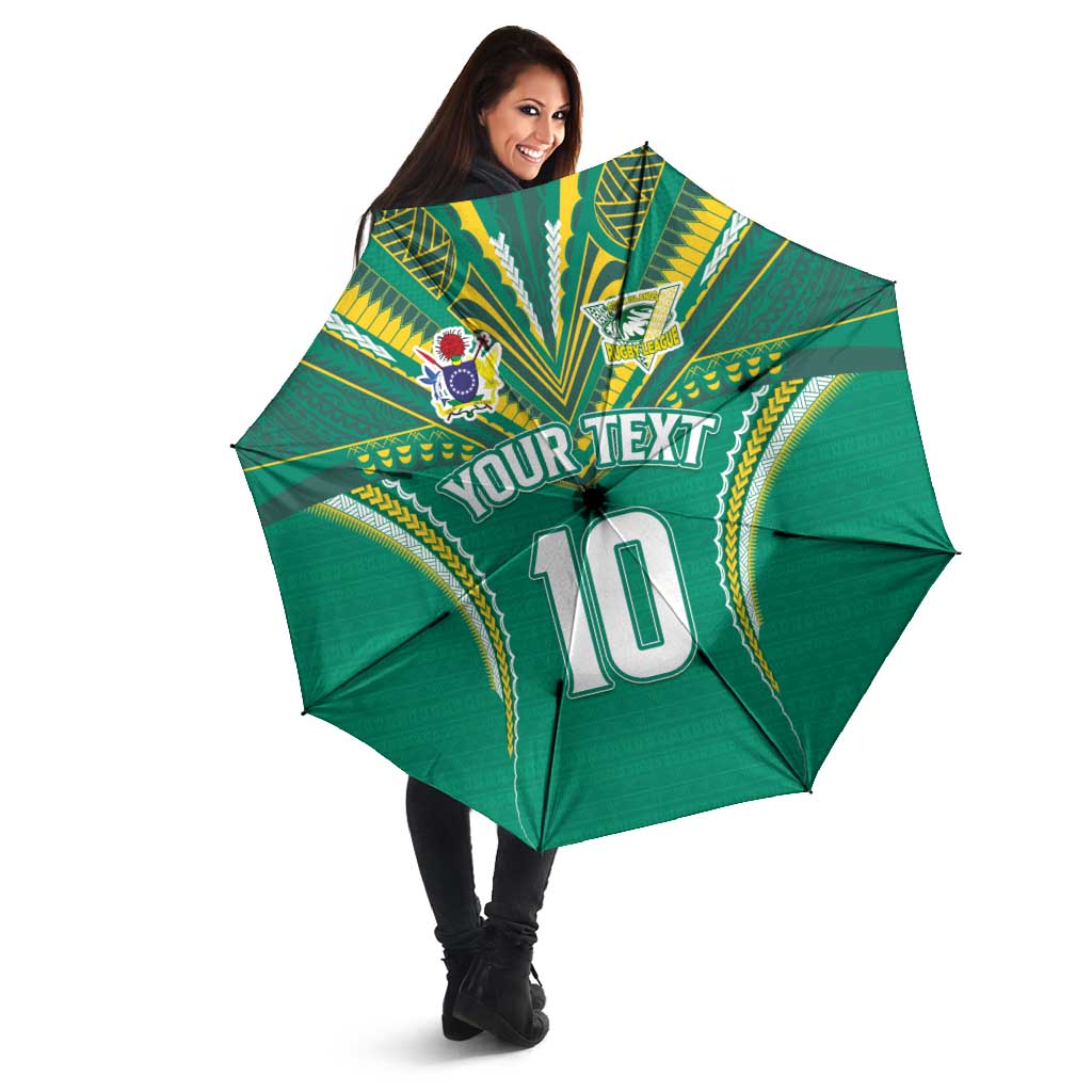 Custom Cook Islands Rugby Umbrella Tatau Art Sport Style Green Color