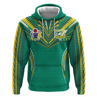 Custom Cook Islands Rugby Zip Hoodie Tatau Art Sport Style Green Color
