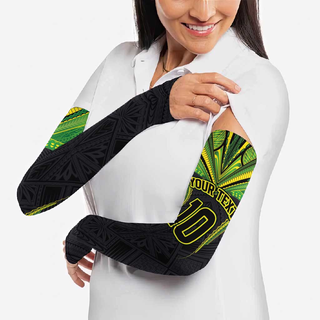 Custom Cook Islands Rugby Arm Sleeves Tatau Art Sport Style Black Color