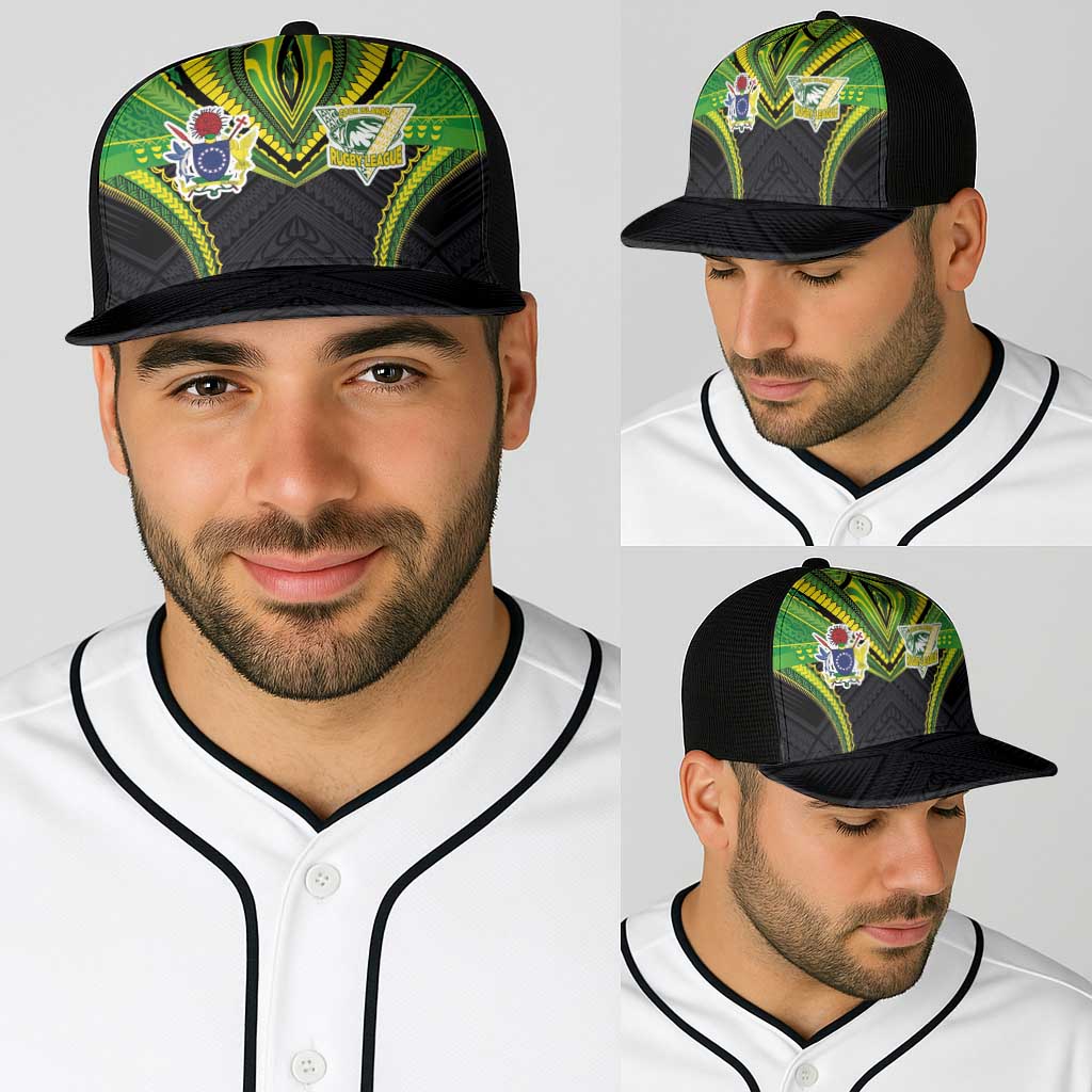 Cook Islands Rugby Baseball Net Cap Tatau Art Sport Style Black Color