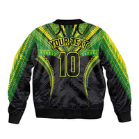 Custom Cook Islands Rugby Bomber Jacket Tatau Art Sport Style Black Color