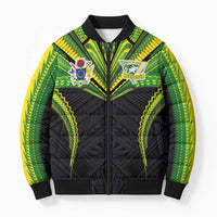 Custom Cook Islands Rugby Bomber Puffer Jacket Tatau Art Sport Style Black Color LT03 Unisex Black - Polynesian Pride