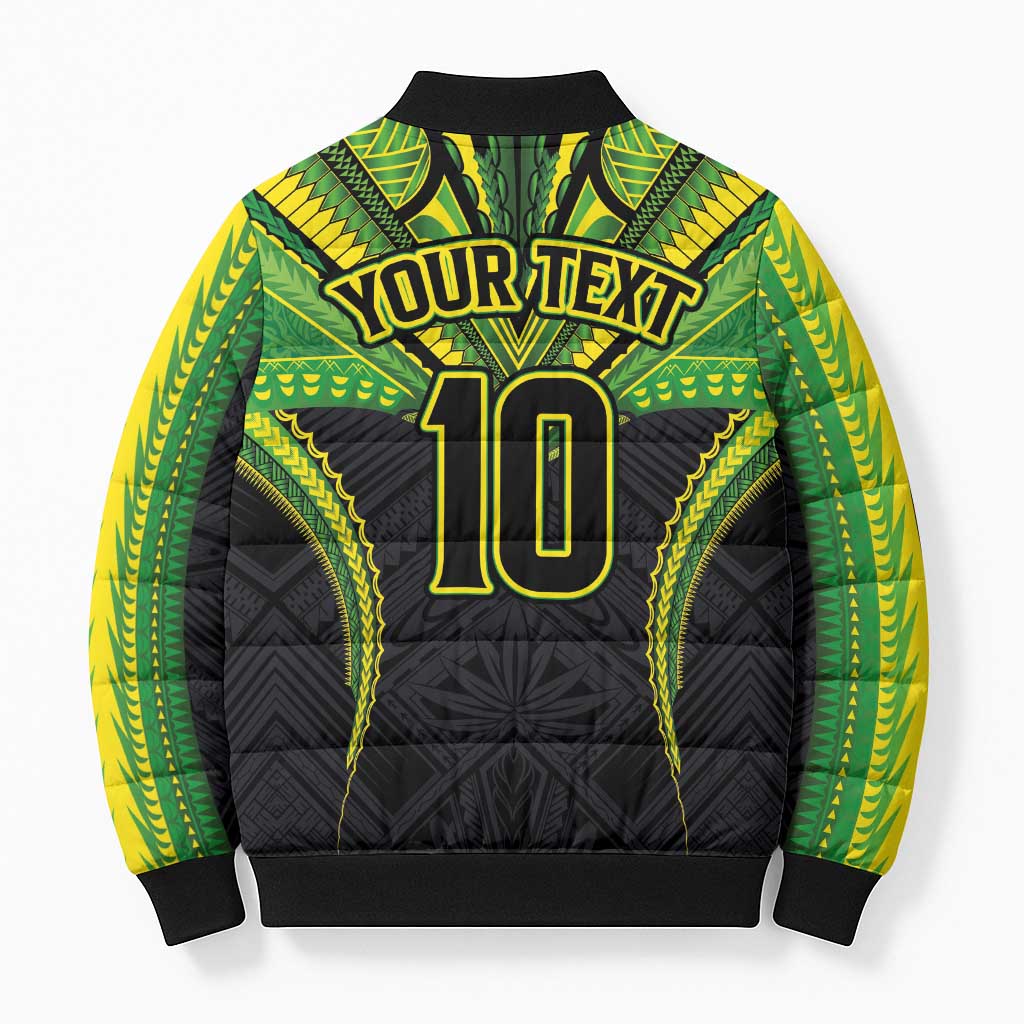 Custom Cook Islands Rugby Bomber Puffer Jacket Tatau Art Sport Style Black Color LT03 - Polynesian Pride