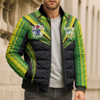 Custom Cook Islands Rugby Bomber Puffer Jacket Tatau Art Sport Style Black Color LT03 - Polynesian Pride