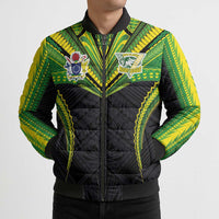 Custom Cook Islands Rugby Bomber Puffer Jacket Tatau Art Sport Style Black Color LT03 - Polynesian Pride