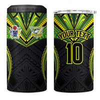Custom Cook Islands Rugby 4 in 1 Can Cooler Tumbler Tatau Art Sport Style Black Color LT03 One Size: 16 oz Black - Polynesian Pride