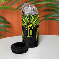 Custom Cook Islands Rugby 4 in 1 Can Cooler Tumbler Tatau Art Sport Style Black Color LT03 - Polynesian Pride