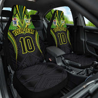 Custom Cook Islands Rugby Car Seat Cover Tatau Art Sport Style Black Color LT03 One Size Black - Polynesian Pride