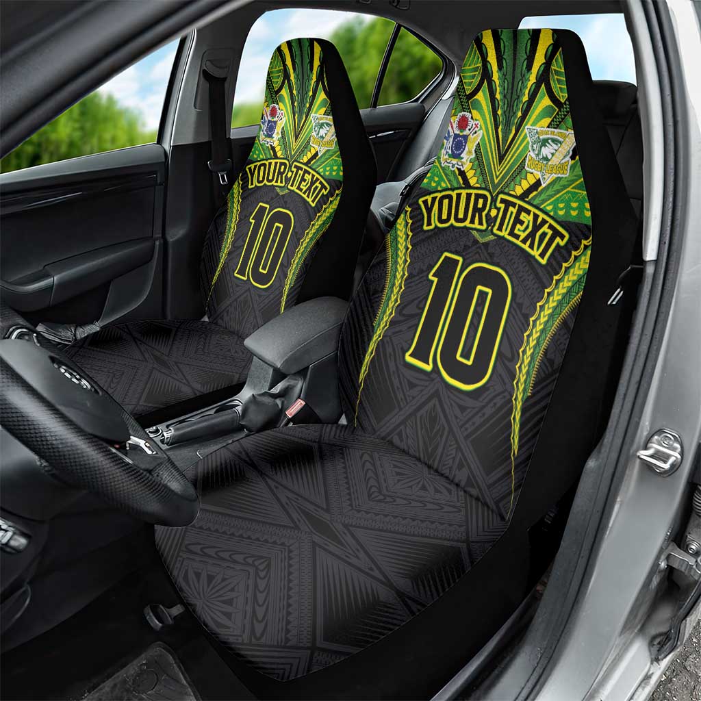 Custom Cook Islands Rugby Car Seat Cover Tatau Art Sport Style Black Color LT03 - Polynesian Pride