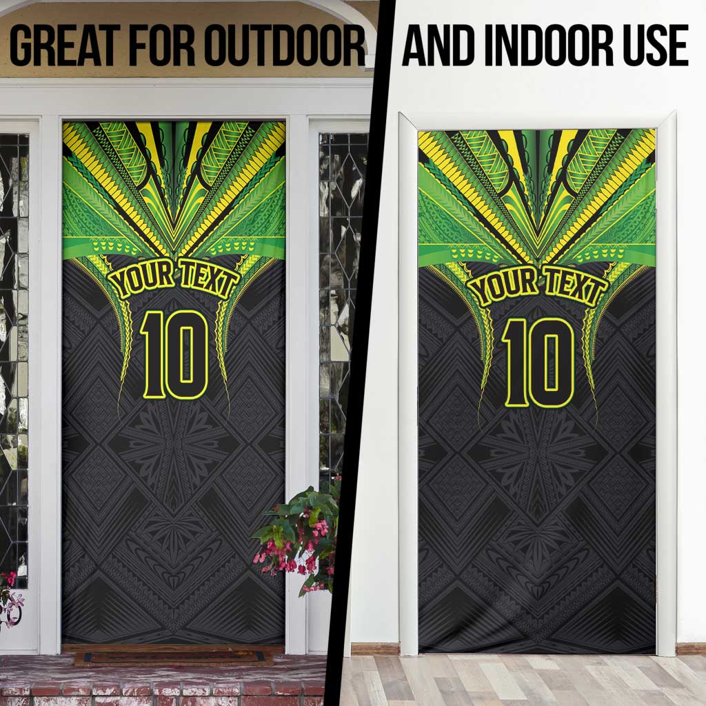 Custom Cook Islands Rugby Door Cover Tatau Art Sport Style Black Color LT03 - Polynesian Pride