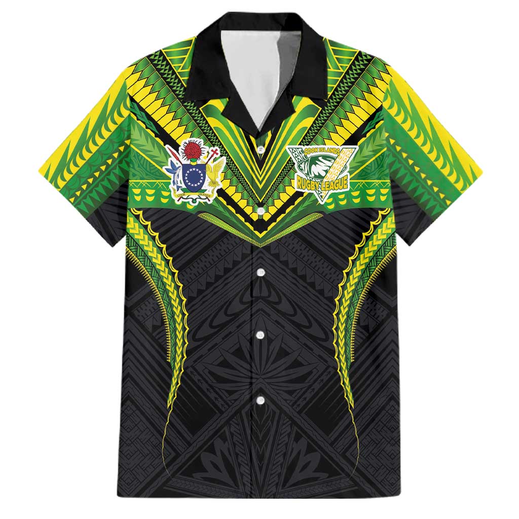 Custom Cook Islands Rugby Family Matching Long Sleeve Bodycon Dress and Hawaiian Shirt Tatau Art Sport Style Black Color LT03 Dad's Shirt - Short Sleeve Black - Polynesian Pride
