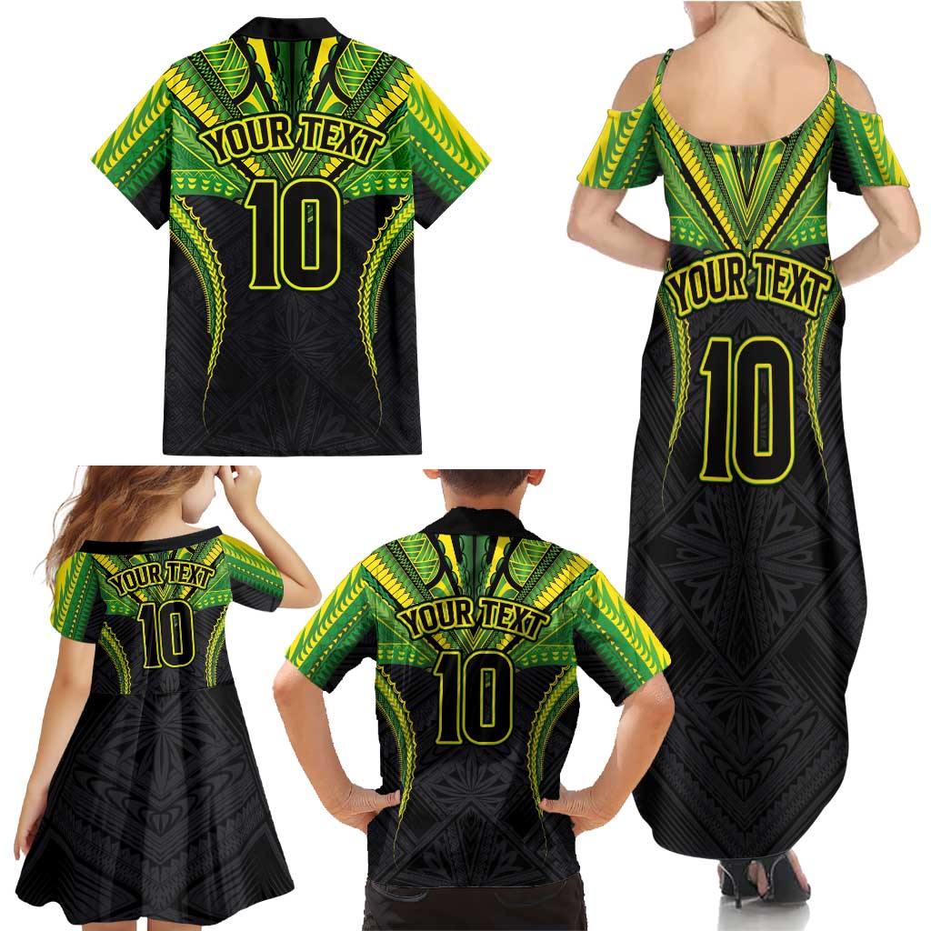 Custom Cook Islands Rugby Family Matching Summer Maxi Dress and Hawaiian Shirt Tatau Art Sport Style Black Color LT03 - Polynesian Pride