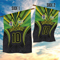 Custom Cook Islands Rugby Garden Flag Tatau Art Sport Style Black Color LT03 - Polynesian Pride