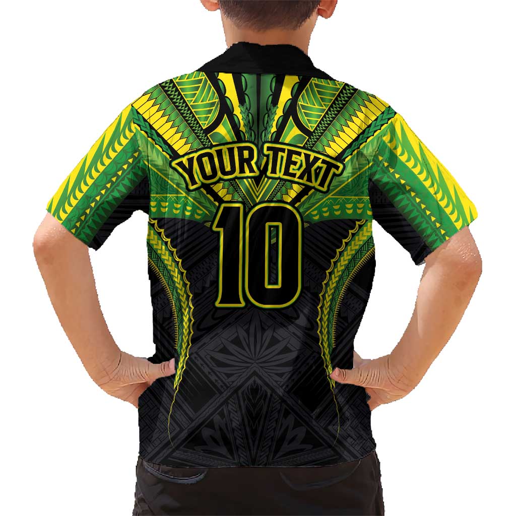 Custom Cook Islands Rugby Kid Hawaiian Shirt Tatau Art Sport Style Black Color LT03 - Polynesian Pride