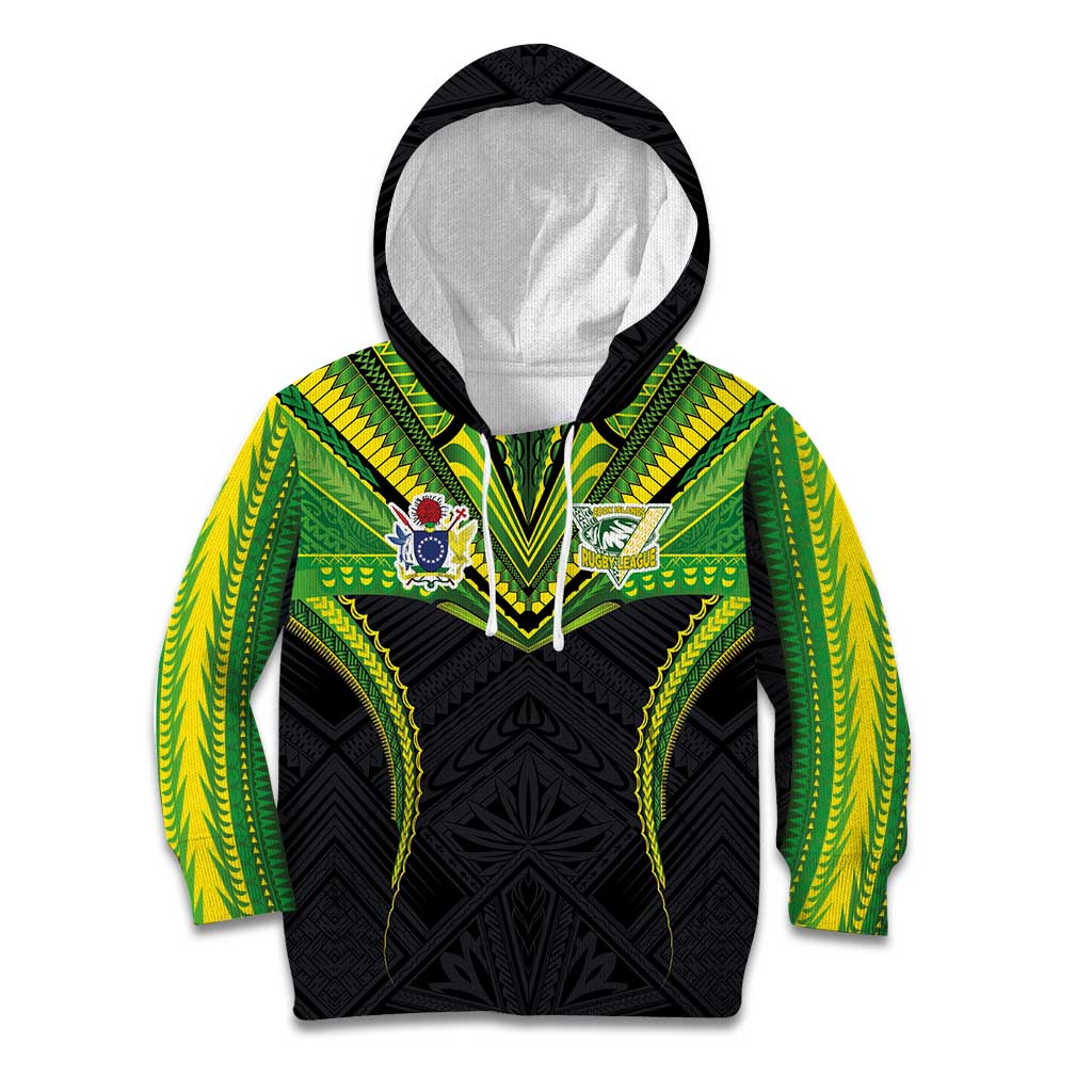 Custom Cook Islands Rugby Kid Hoodie Tatau Art Sport Style Black Color LT03 Hoodie Black - Polynesian Pride