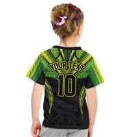 Custom Cook Islands Rugby Kid T Shirt Tatau Art Sport Style Black Color LT03 - Polynesian Pride
