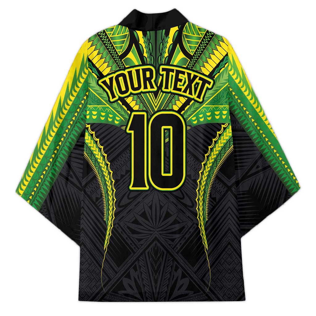 Custom Cook Islands Rugby Kimono Tatau Art Sport Style Black Color