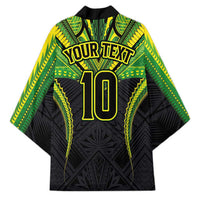 Custom Cook Islands Rugby Kimono Tatau Art Sport Style Black Color