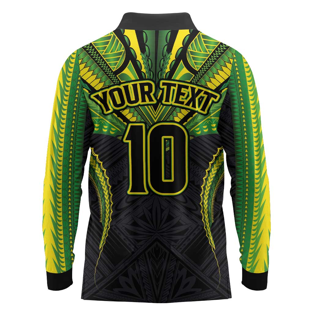 Custom Cook Islands Rugby Long Sleeve Polo Shirt Tatau Art Sport Style Black Color LT03 - Polynesian Pride