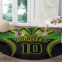 Custom Cook Islands Rugby Round Carpet Tatau Art Sport Style Black Color