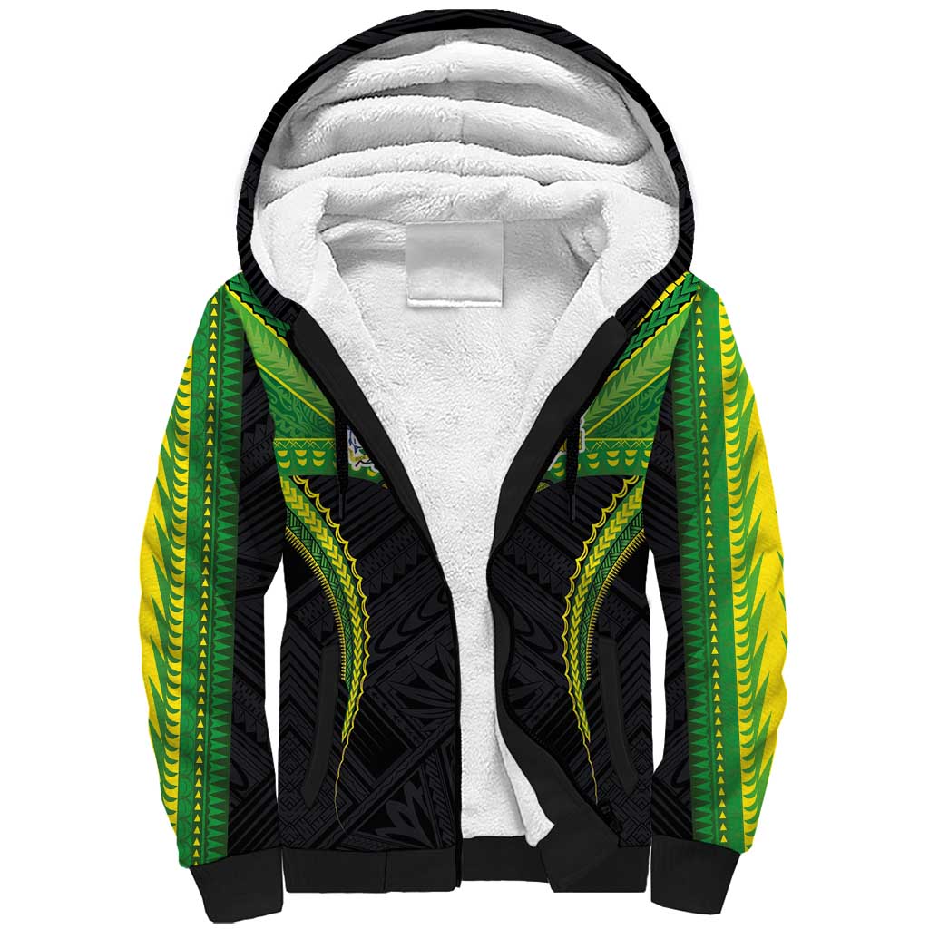 Custom Cook Islands Rugby Sherpa Hoodie Tatau Art Sport Style Black Color
