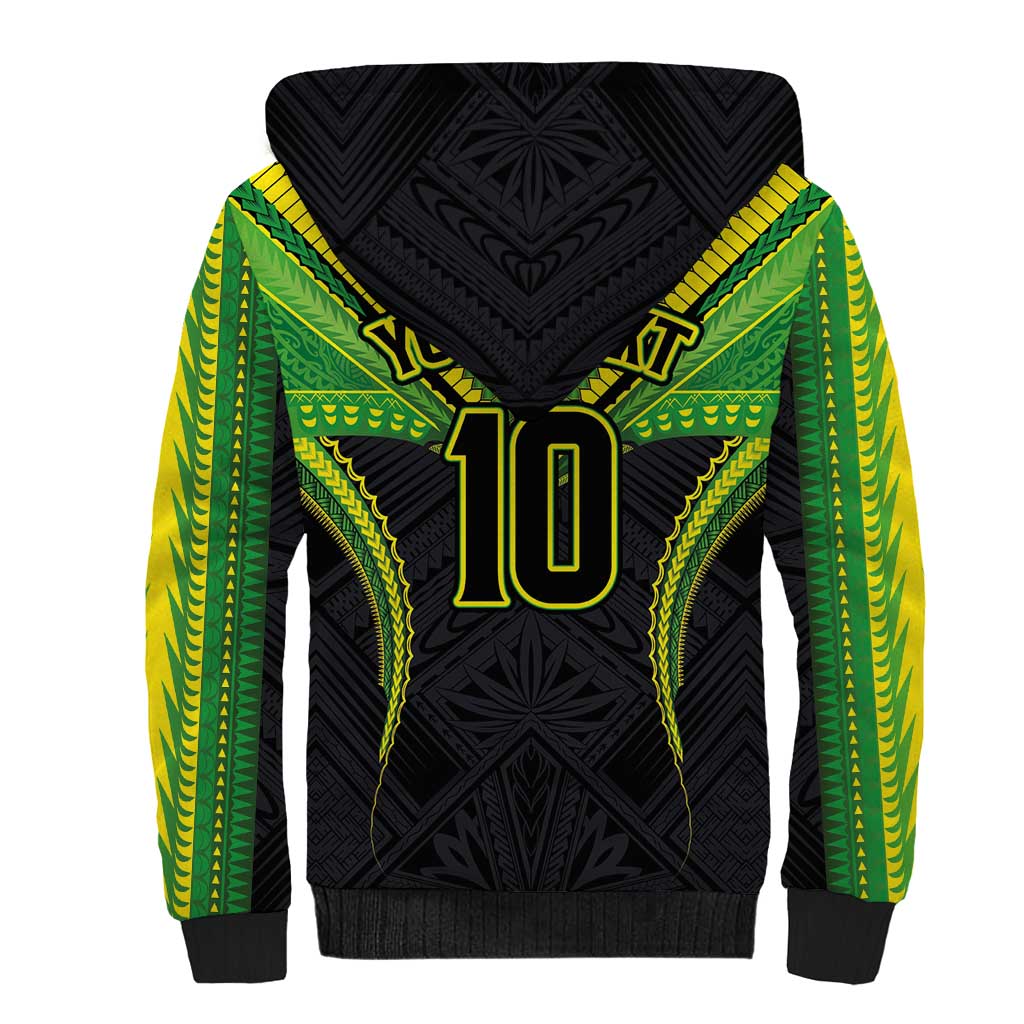 Custom Cook Islands Rugby Sherpa Hoodie Tatau Art Sport Style Black Color LT03 - Polynesian Pride
