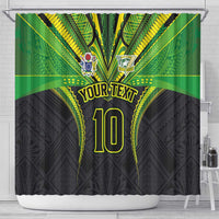 Custom Cook Islands Rugby Shower Curtain Tatau Art Sport Style Black Color